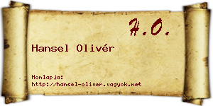 Hansel Olivér névjegykártya